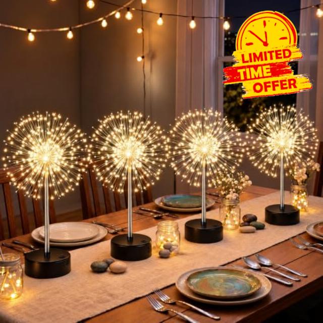 Tujoe 4 Pcs Halloween Firework Lights Table Centerpiece