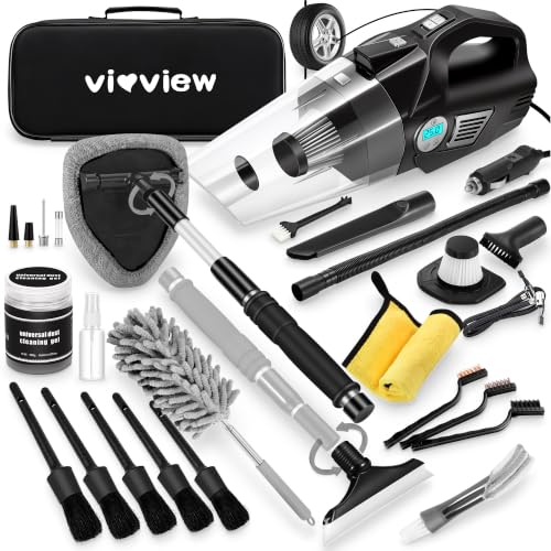 Interior Detailing Kit with 4in1 High Power Vacuum Detailing Brush Set