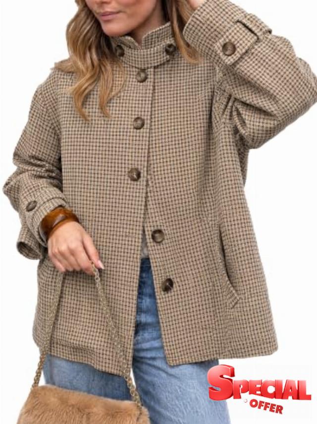 Tankaneo Womens Plaid Barn Jackets Button Down Vintage Flannel Outerwear                                                          Business Casual