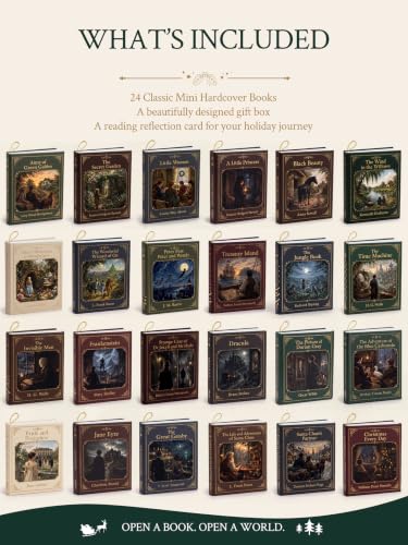 24 Classic Hardcover Books for Book Lovers 24 Classic Mini Hardcovers with Selected Excerpts