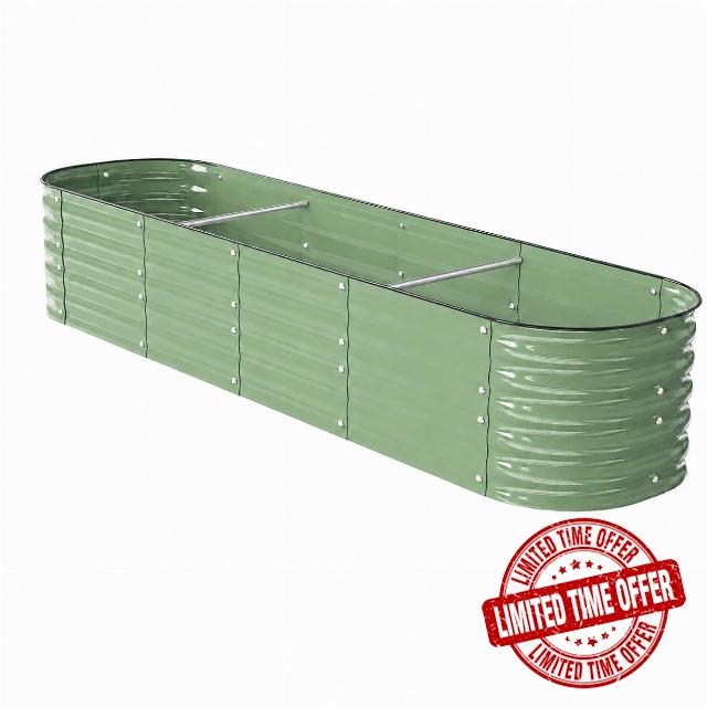 8x2 ft Galvanized Metal Raised Garden Bed 17-Inch Tall