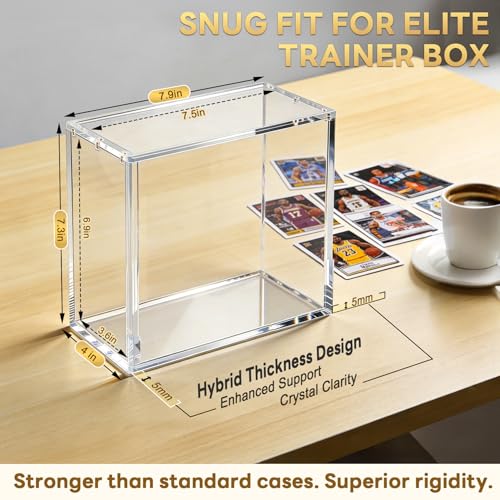 Stackable ETB Acrylic Case with 98% UV block protects collections. Features strong magnetic lid