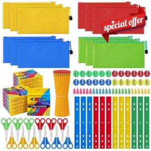 ReliThick 12 Set Christmas Shoebox School Supplies Kit for Operation                                                          Christmas Holiday Child Charity Donation Supplies Set with Crayons