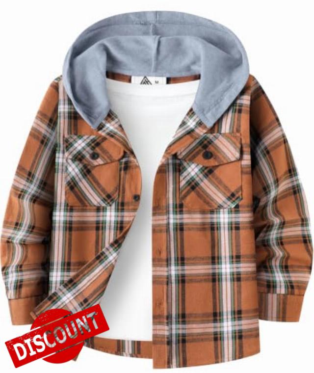 ZITY Boys Plaid Flannel Shirts Casual Button Down Shirt for 6-15 Years                                                          Long Sleeve