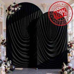 Black Wedding Arch Backdrop Cover 7.2ft and 6ft Draped Arch Covers Stretchy Backdrop Spandex Balloon Arch Covers for Bridal Shower Baby Shower Engagement Photography Birthday Party Decorations