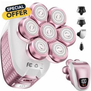 Electric Razors for Women Legs: 5-in-1 Electric Shaver with 7D Head - IPX6 Waterproof Wet Dry Hair Remover with LED Display & Travel Lock for Face Bikini