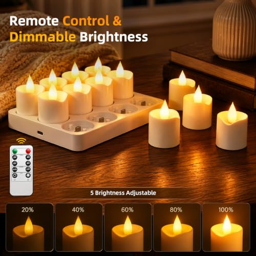 12 Pack Flameless Candles with Remote 2/4/6/8H Timer