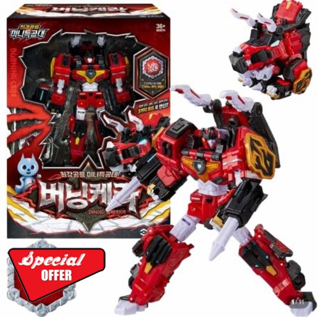 Miniforce Dinoid Warrior Burning KERA Red Tricera Dino Transforming Robot 버닝케라