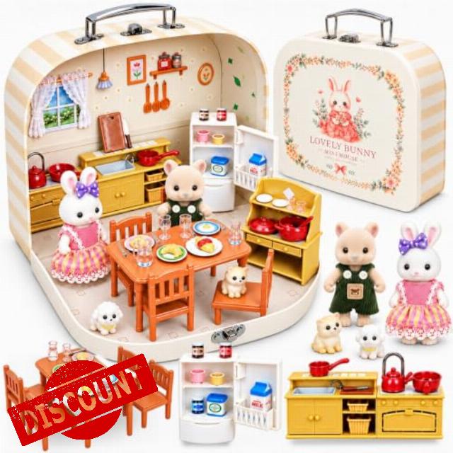 Dollhouse Kitchen Furniture Suitcase Set for Kids