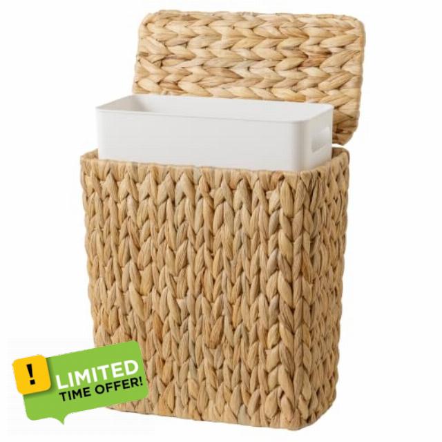 StorageWorks Wicker Bathroom Trash Cans with Removable Liner