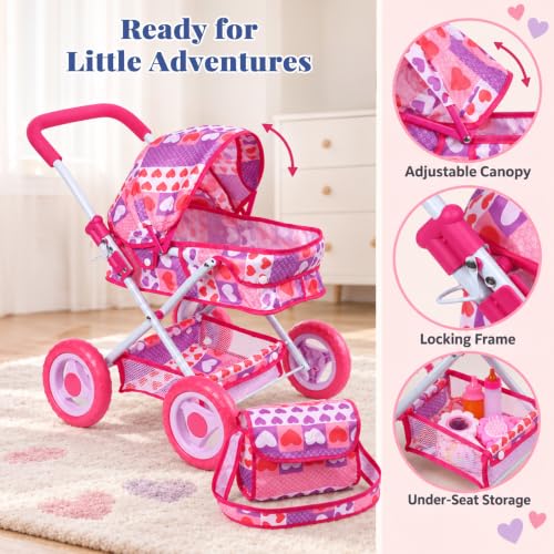 with Crib & Care Kit Stroller-to-Bedtime Play Set with Foldable Pram