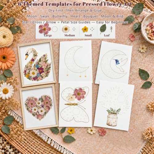 6 Flower Templates Wooden Press for Adults 10-Layer Press