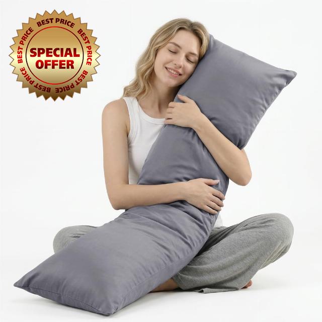 MIOTO Cooling Weighted Body Pillow with Tencel Cover（48" x 14"） 8.5lbs - Quilted Glass Beads Body Pillows for Better Sleep