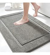 IM HOME Waffle Bath Mat Grey & Beige 4'x2', Boho Woven Modern Bath Mat Rugs, Absorbent Non Slip B...