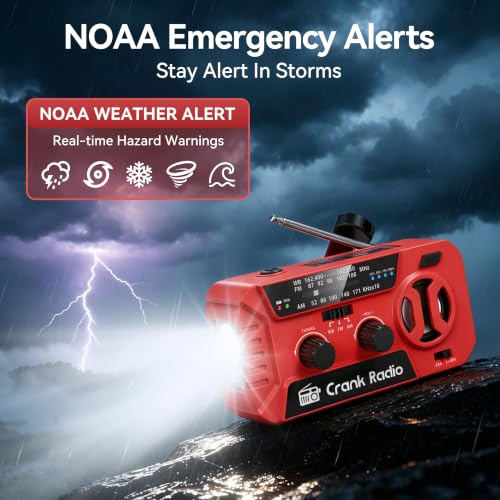 2000mAh NOAA AM FM Weather Radio Hand Cranked