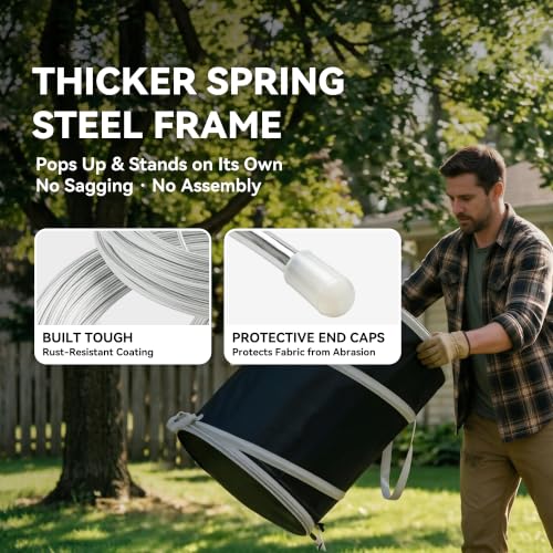 Water resistant reusable trash can for lawn leaf cleanup