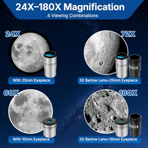Portable Professional Astronomy Telescopes for Beginners with Adjustable Tripod