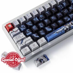 JOMKIZ Freedom Gundam Keycaps 132 Keys PBT Metal Paint Cherry Profile                                                          Metallic Paint Finish