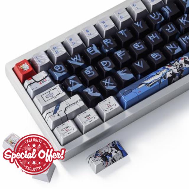 JOMKIZ Freedom Gundam Keycaps 132 Keys PBT Metal Paint Cherry Profile                                                          Metallic Paint Finish