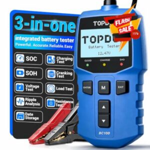 TOPDON BC100 Car Battery Tester 12V Automotive 100-2000 CCA Load Tester                                                          Auto Alternator Tester Digital with Data Playback Charging Cranking System Tester for Car Truck Motorcycle ATV SUV Boat Yach