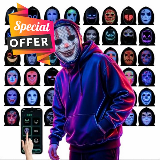 JDBMAOYE LED Mask with Bluetooth App Controlled