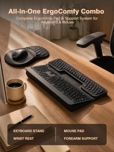 Black Keyboard Riser Mousepad for Desk with Soft Memory Foam