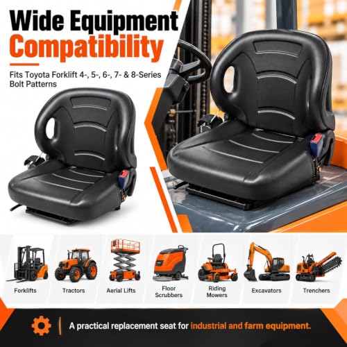Wrap-around Forklift Seat Adjustable Back Seatbel