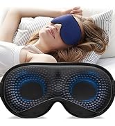 YFONG Travel Pillow with 3D Sleep Mask for Long Flights Airplane, Blue | Patented 360° Ergonomic ...