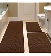 IM HOME Waffle Bath Mat Set 2 Piece Darkgrey & Cream,Woven Modern Bath Rug Mats, Absorbent Non Sl...