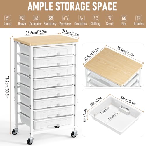 Wooden Tabletop and Lockable Wheels