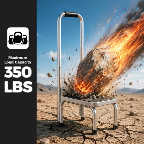 Silver Steel Frame 350Lbs Capacity with Non-Slip Platform & Rubber Feet
