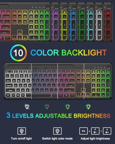 Phone Holder Rechargeable Ergonomic Keyboard with Light Up Letters