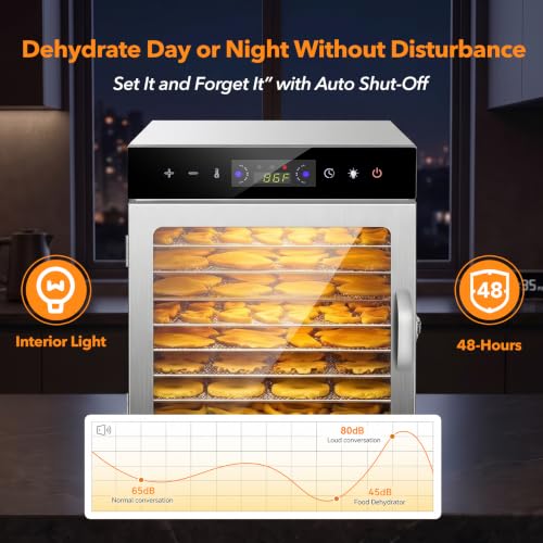 Electric Food Dehydrator with 12 Stainless Steel Trays