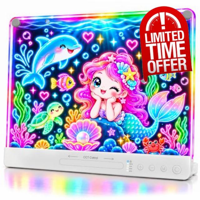 LED Drawing Board for Kids - Birthday Gifts for 4-12 Year Old Girls Boys                                                          2026 Upgrade Rechargeable 16" LED Writting Board with 256-Colors