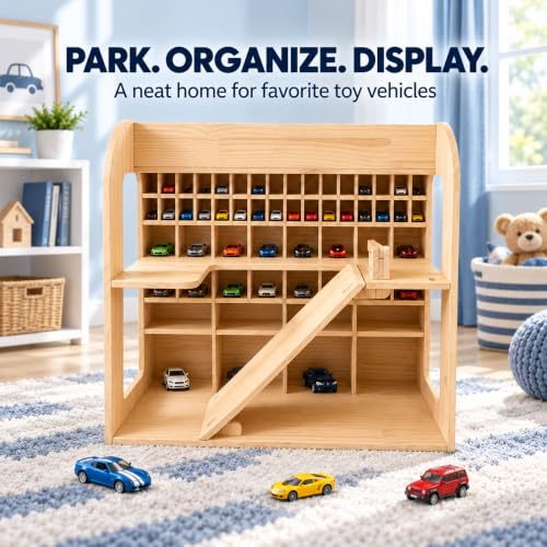 Multi-Level Parking Garage Display Shelf for Playroom