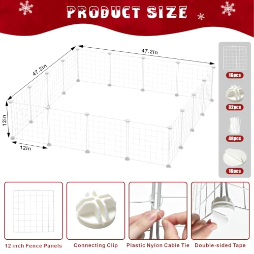 White Christmas Tree Fence Barrier for Pets Dog Cat Xmas Black Gate for Holiday Office Home