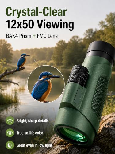 High Power Monocular with BAK4 12x50 monocular