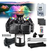 Goldlife Pond Fountain Aerator, F3 No Light, 1HP 750W 110V Stainless Steel Floating Fountain With...
