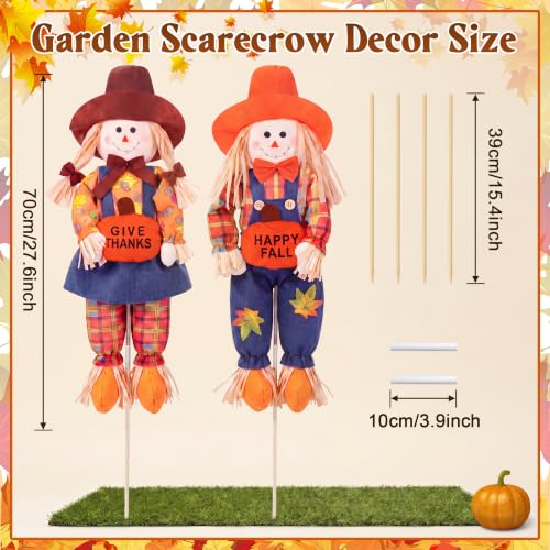 27'' Thanksgiving Standing Scarecrow for Autumn with Stakes