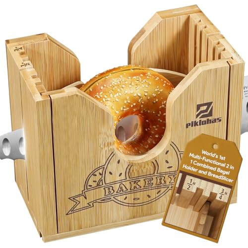 Bamboo Bread Slicer for Small and Large Bagels Upgrade Bagel Cutter for Buns