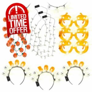12-Piece Light Up Wearables for Kids - Halloween Party Set                                                          LED Necklaces