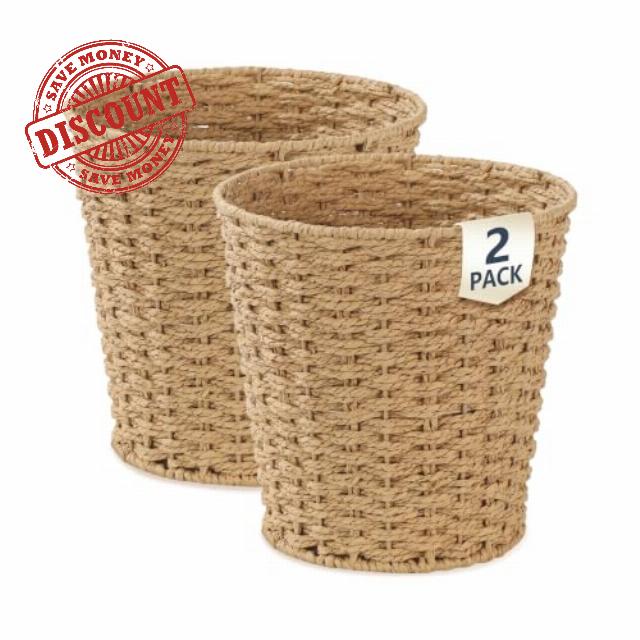 Coeusy 2-Pack 3 Gallon Wicker Trash Can