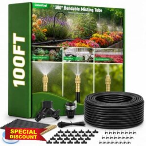 100FT Drip Irrigation System Kit with 24PCS 360° Adjustable Copper Nozzles