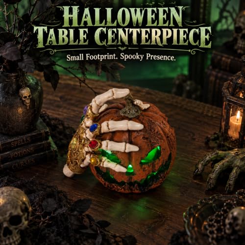 Green LED Pumpkin Light Zombie-Inspired Light Up Pumpkin Lantern
