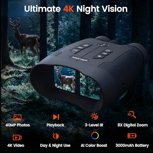 AI Color Boost Mode                                                          Night Vision Binoculars with 40MP Photos & Video Recording
