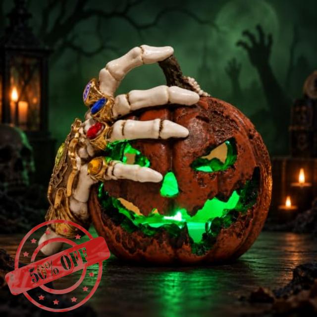 Halloween Jack O Lantern with Skeleton Hand