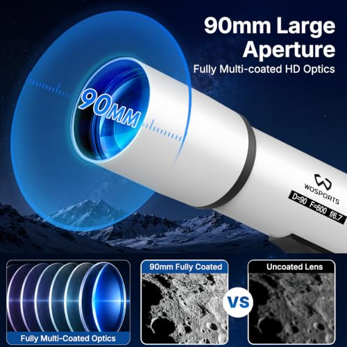 90mm Aperture Refractor Telescope 180X Magnification
