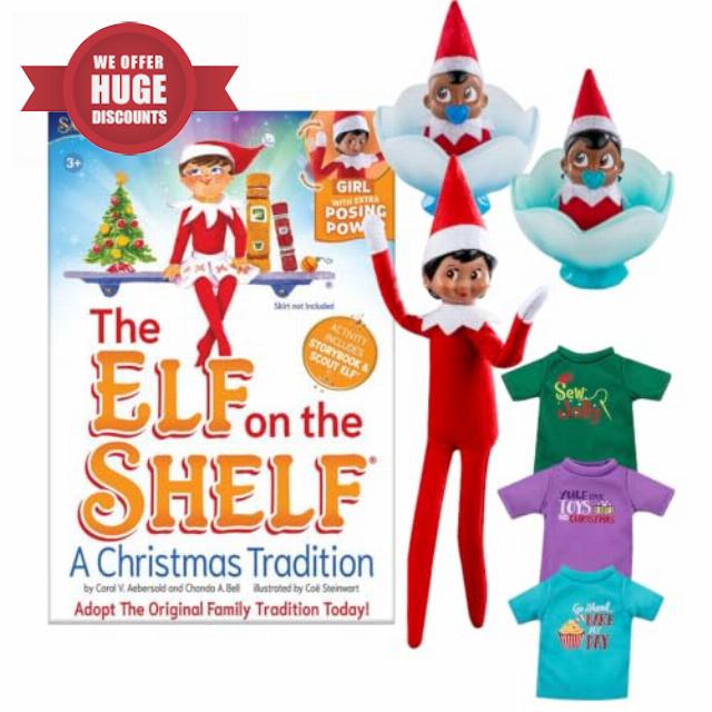 The Elf on the Shelf - Official New Poseable Scout Elf Girl and Boy & Girl Frost Pips