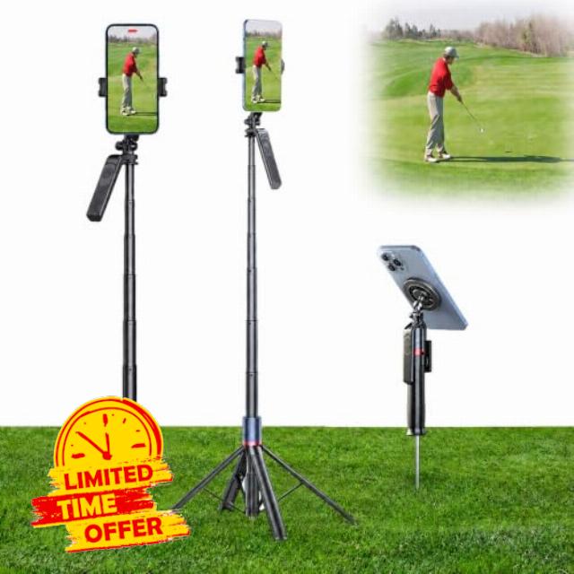 Golf Tripod Monopod Selfie Stick for Golf Swing Recording                                                          Adjustable Magnetic Golf Phone Holder