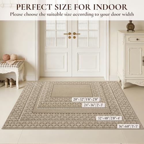 Beige Low-Profile Doormat Indoor Entrance Washable